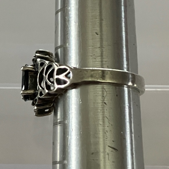 Intricate Black Diamond and Sterling Silver Vintage Ring